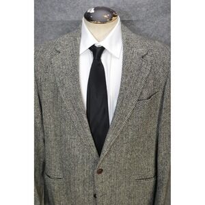 Harris Tweed Blazer Mens 44 Gray Herringbone Scottish Wool Sport Coat Jacket USA
